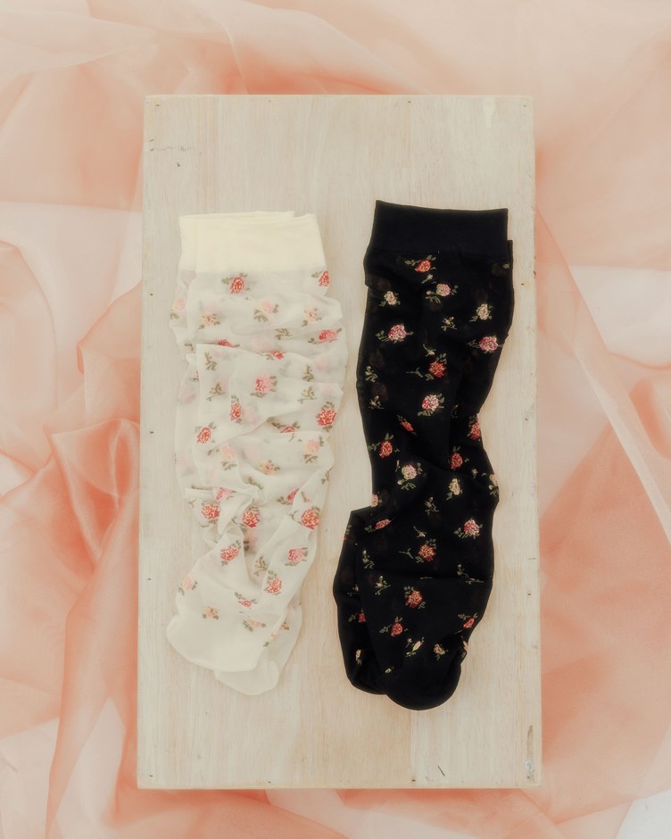 小花透膚長襪