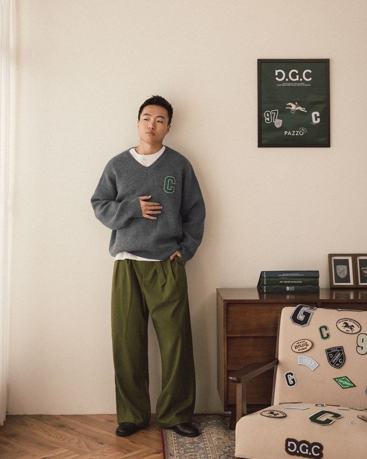 GGC刺繡織紋雙褶西裝褲(附腰帶)(MEN)(金針菇&黃大謙聯名款)