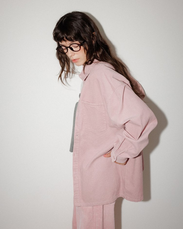 挺料燈心絨寬鬆襯衫