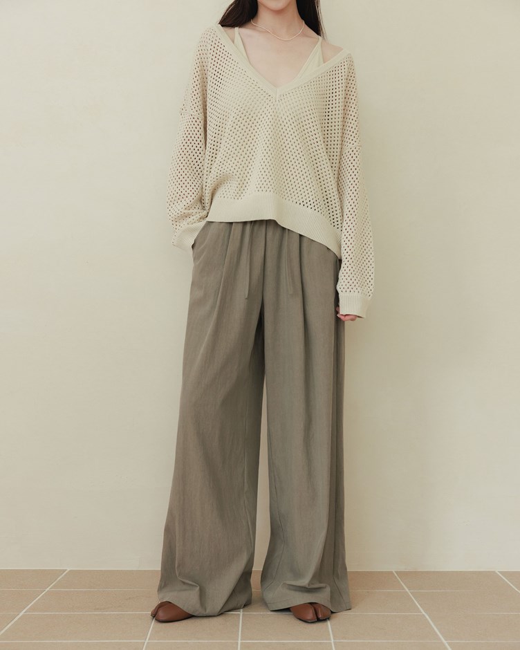 率性抽摺刷刷寬褲