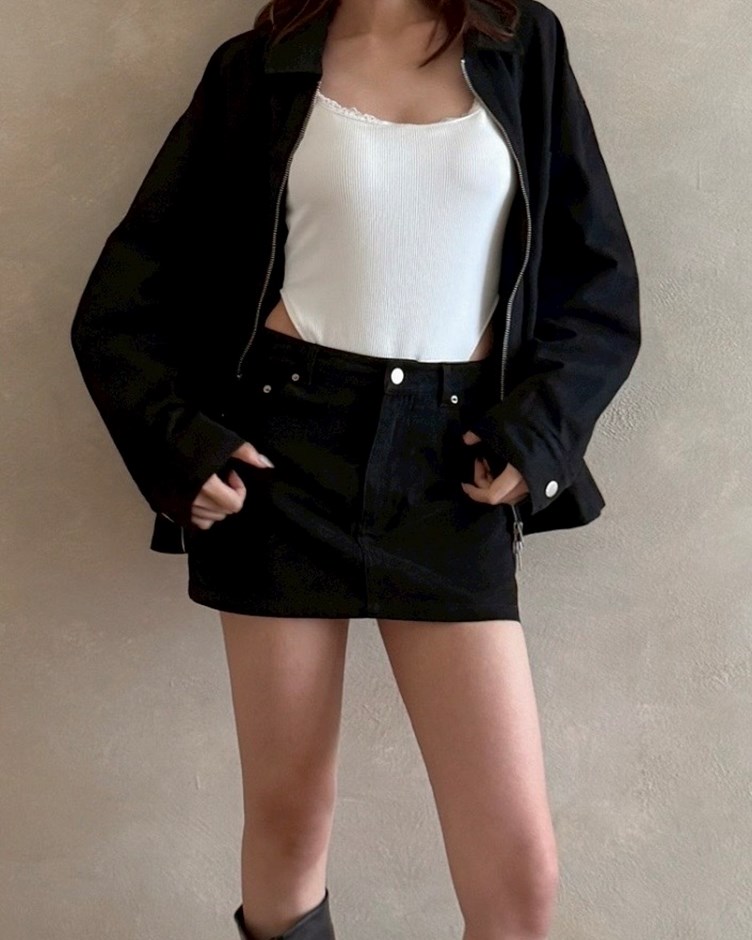 水洗感丹寧短裙