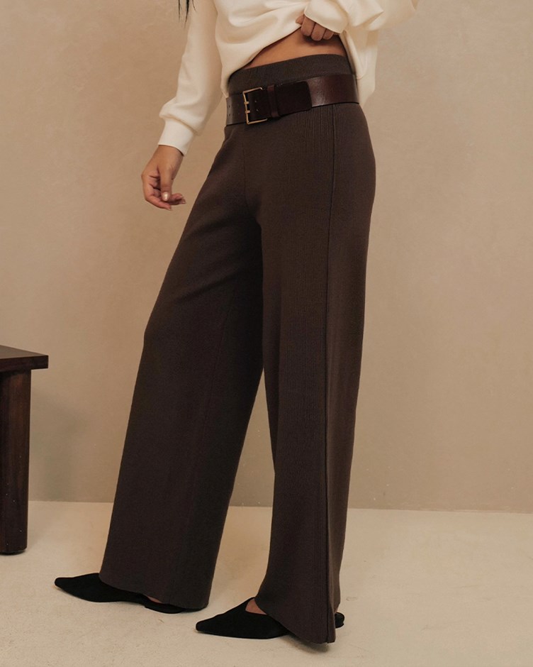 鬆緊腰頭針織寬褲(The Elaru label 聯名款-Ruby)