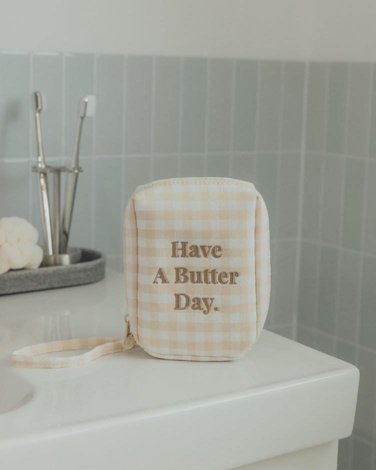 奶油格紋補妝包