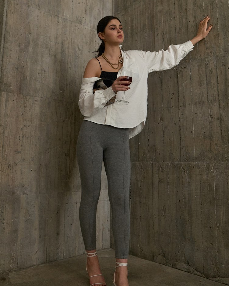 輕盈人造絲｜立體車線彈性修身長褲