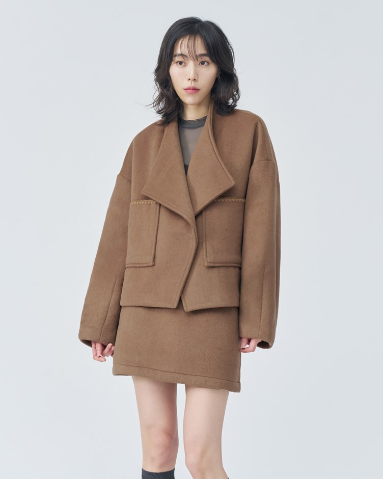 羊毛混紡毛呢外套｜與短裙成套優惠（詳見內頁）