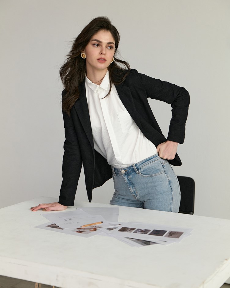 棉麻柔霧顯瘦西裝外套