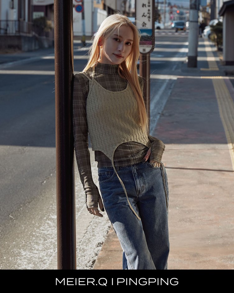 pingping-假兩件吊帶造型背心