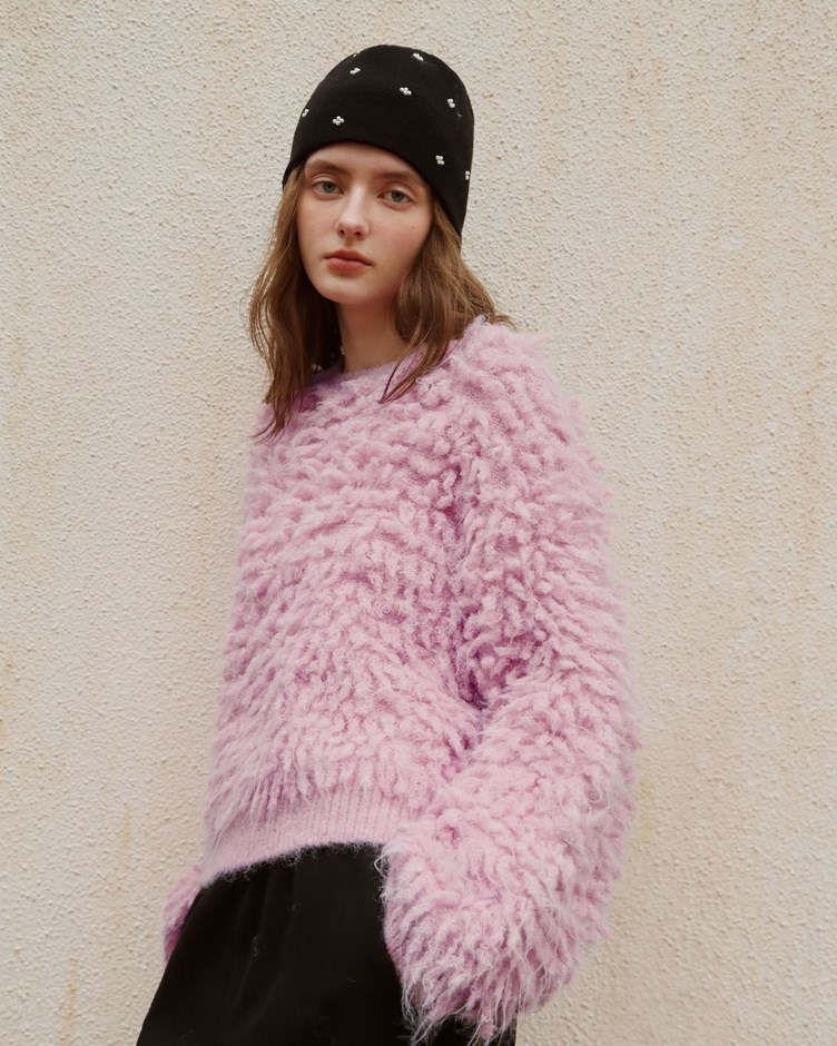 立體圈圈毛絨針織上衣