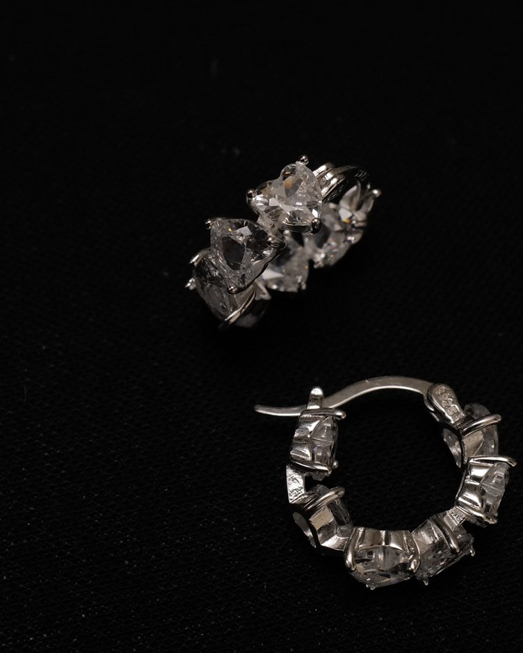 愛心爆閃圓形耳環