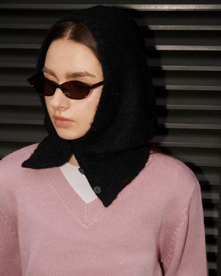 磨毛感排釦針織毛帽