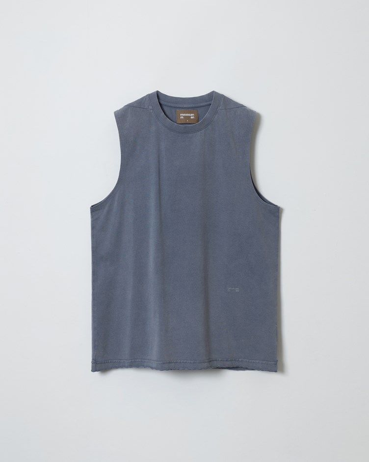 仿舊剪接寬肩背心