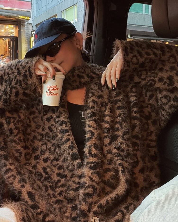 重磅針織豹紋外套