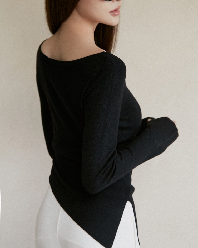 斜擺羊毛針織上衣