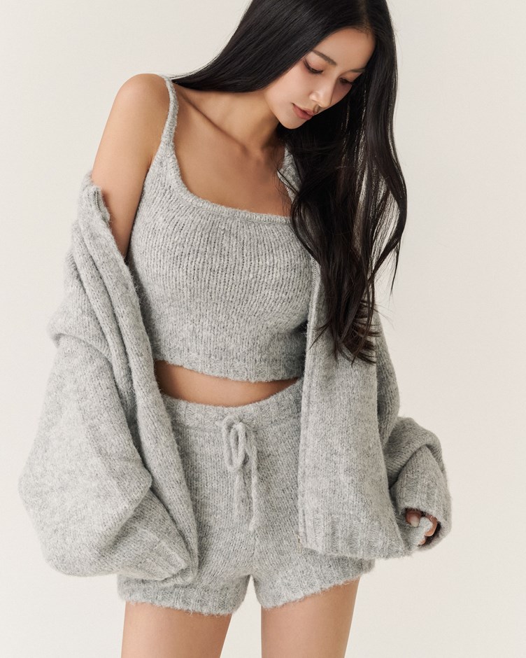 慵懶毛茸針織短褲