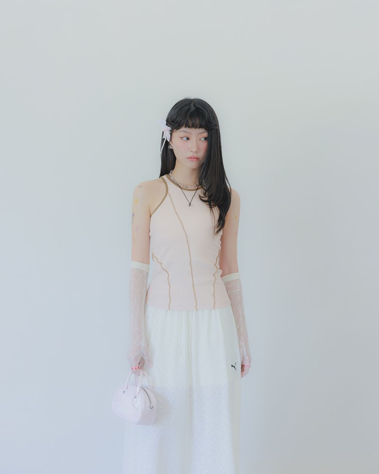 PROJECT.M 削肩配色線條BRA TOP