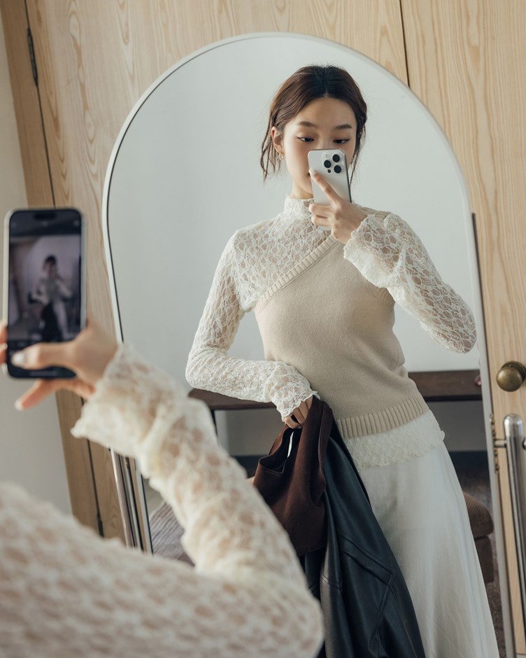 不對稱單肩造型針織背心 (迎春開運指定商品)