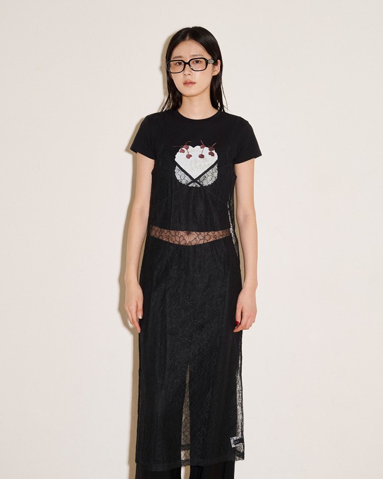 簍空花朵細肩洋裝(洋裝+方巾)