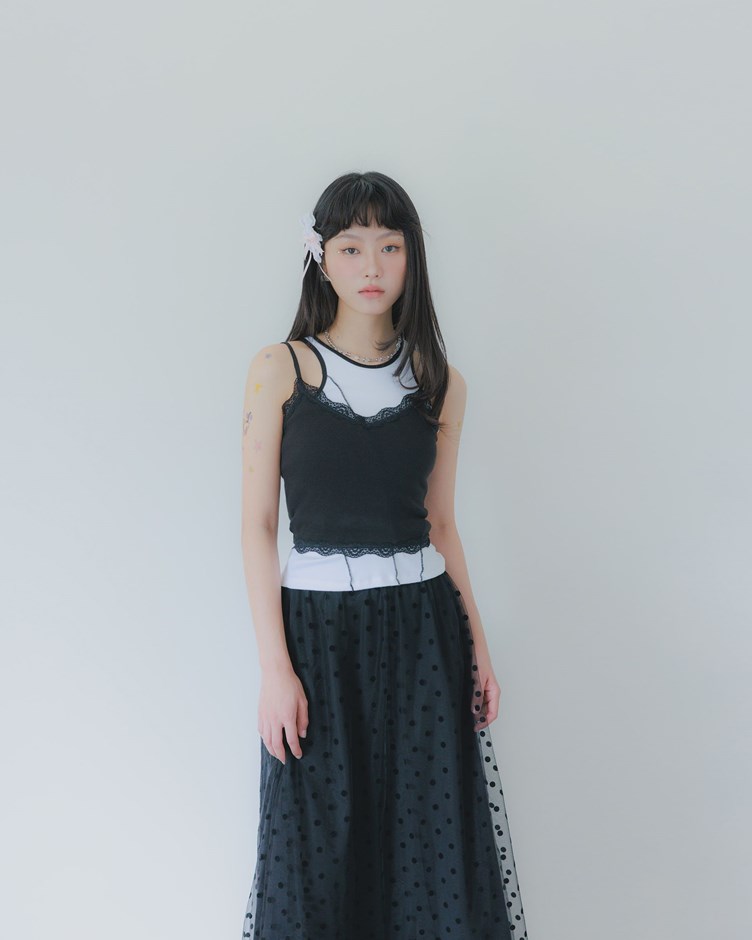 PROJECT.M 削肩配色線條BRA TOP