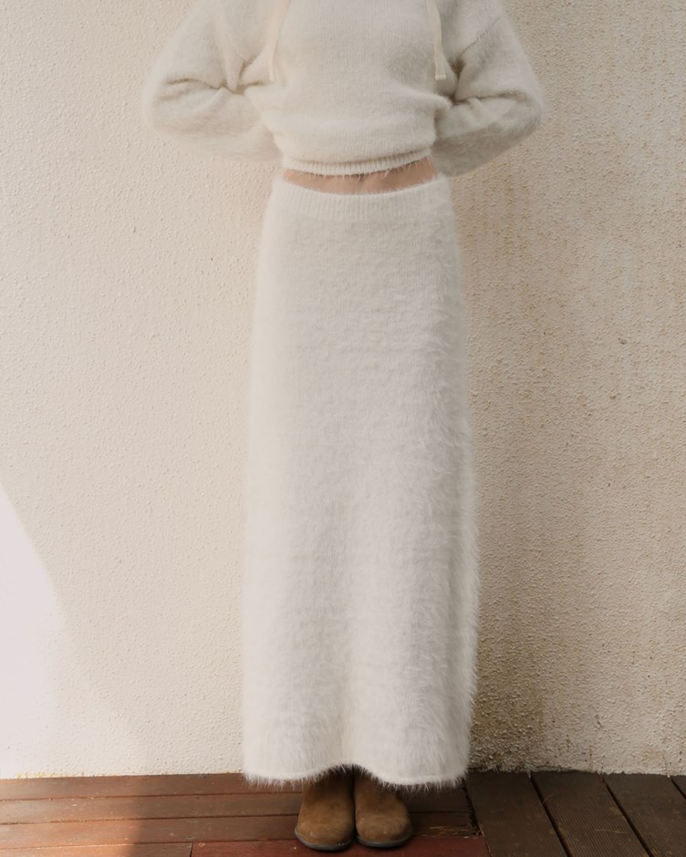 長絨混紗仿貂毛長裙