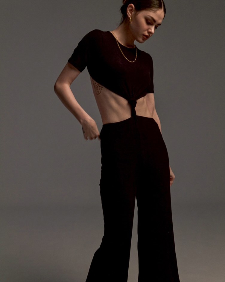 Open Back Sand Jumpsuit
