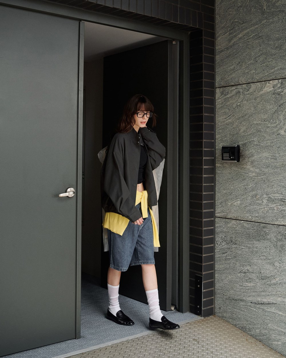 品牌LOGO萊賽爾立領寬鬆夾克外套