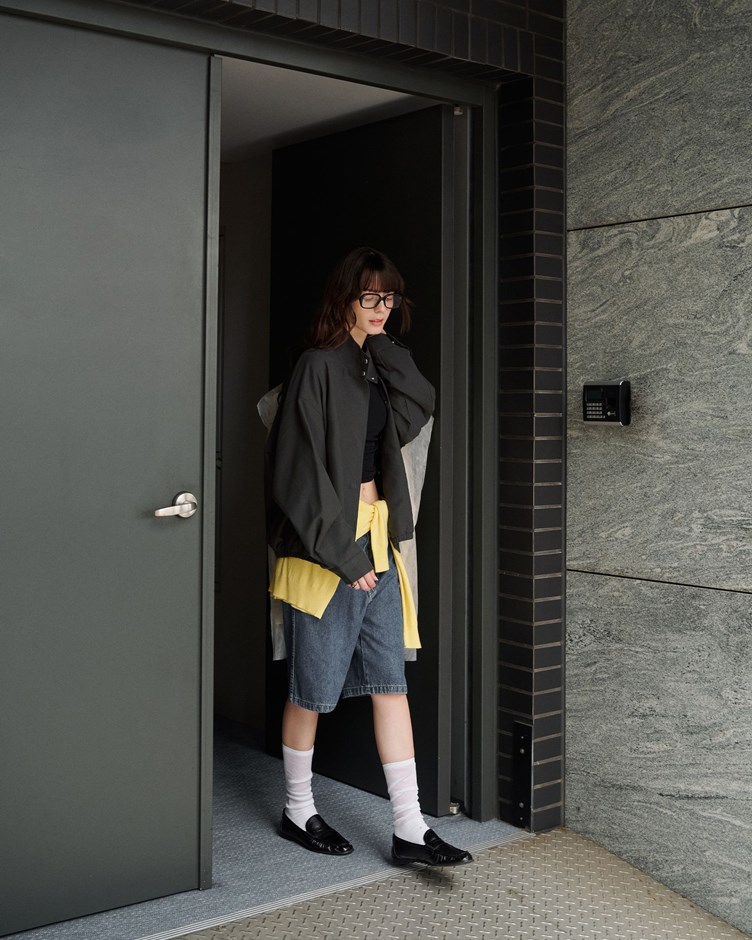 品牌LOGO萊賽爾立領寬鬆夾克外套