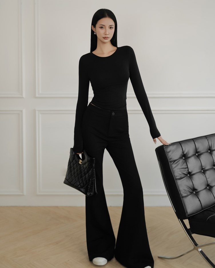 彈力落地長腿西褲