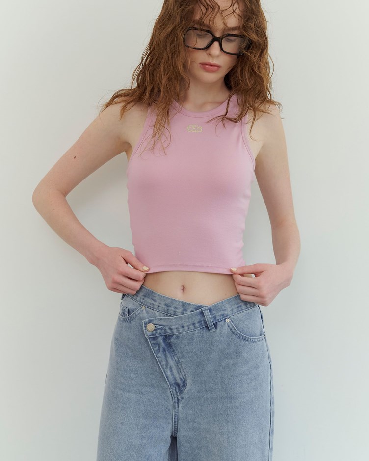 小花立體泡泡感削肩BRA TOP