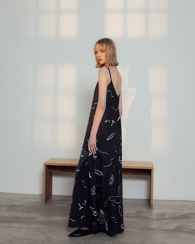 小雛菊印花細肩洋裝