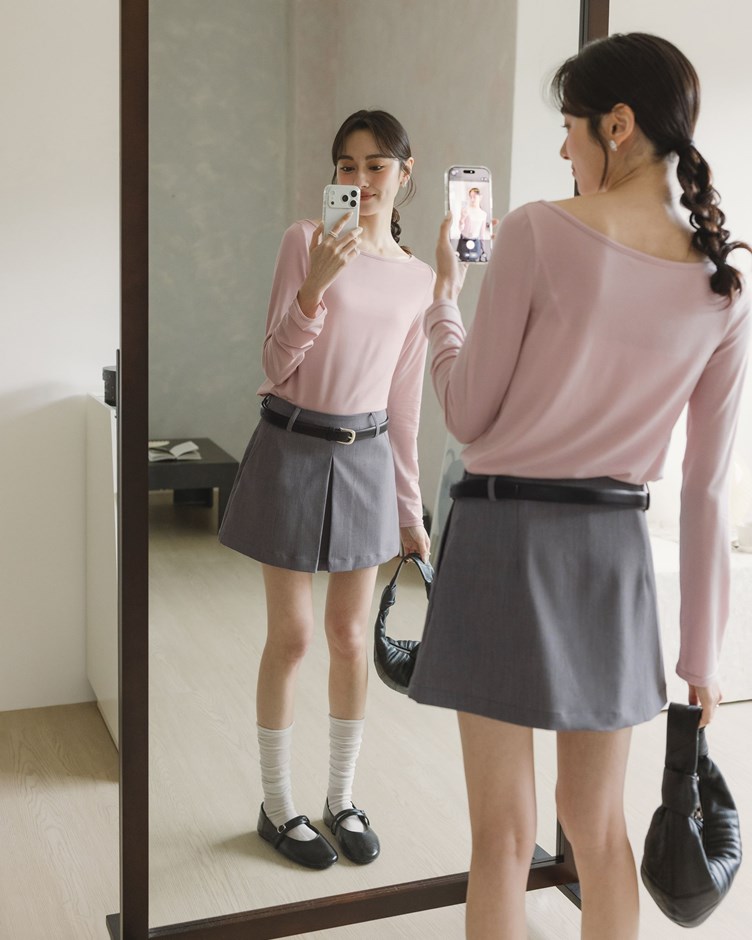 合摺微A字西裝短裙