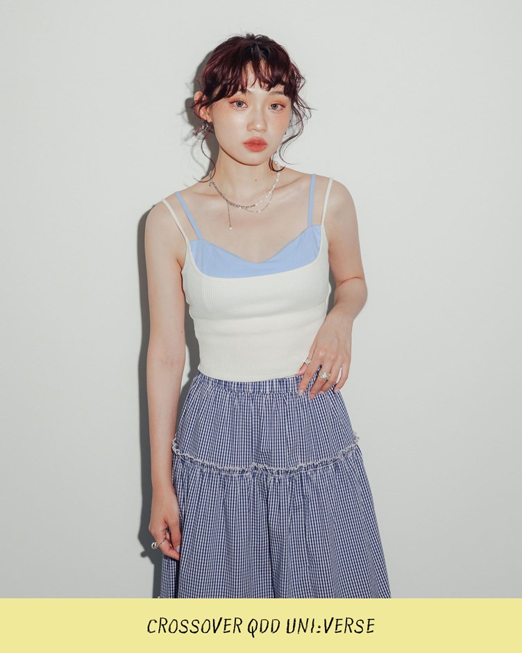 QDD-設計感假兩件細肩BRA TOP