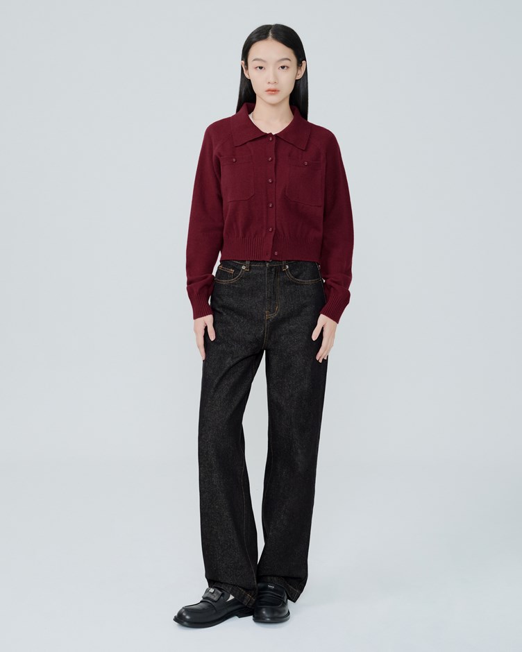 翻領針織開襟衫