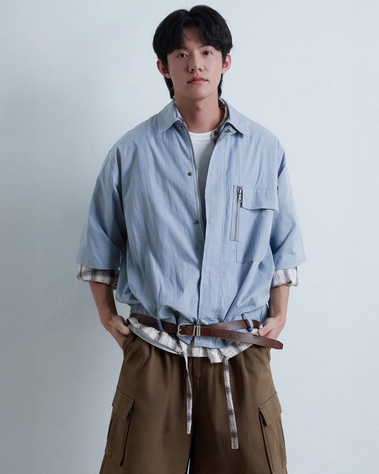 拉鍊口袋短袖襯衫