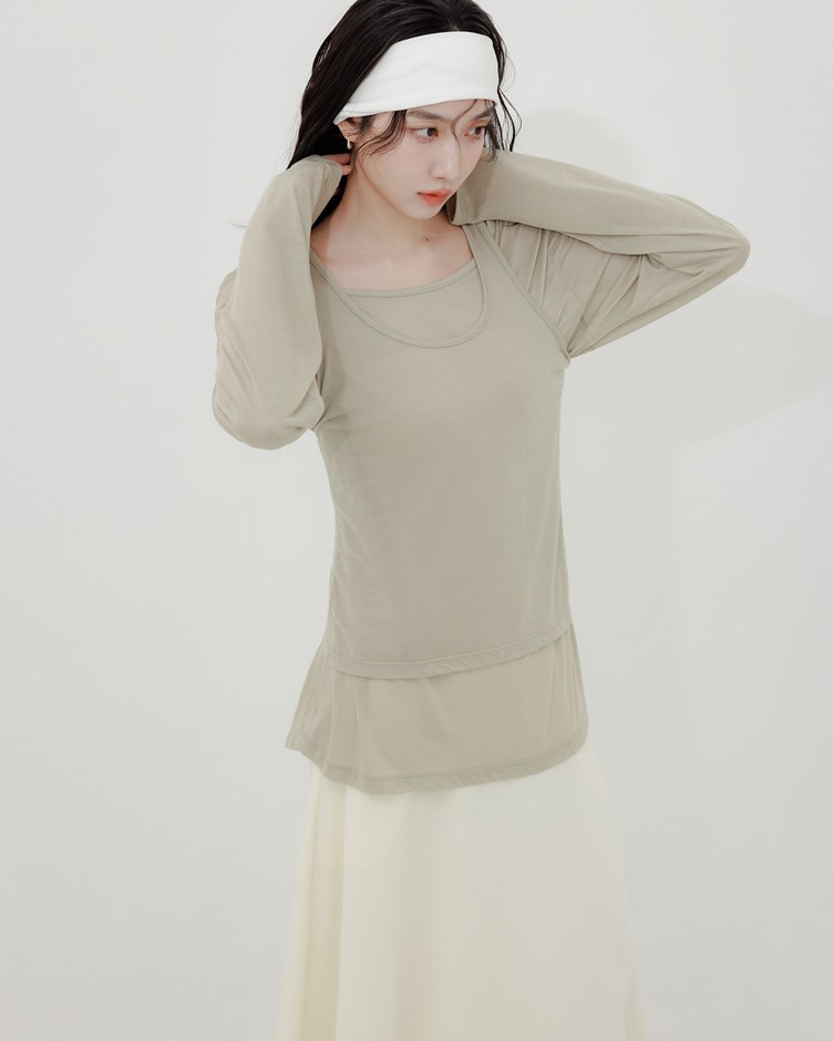 舒適柔軟天絲背心長袖 (兩件式)