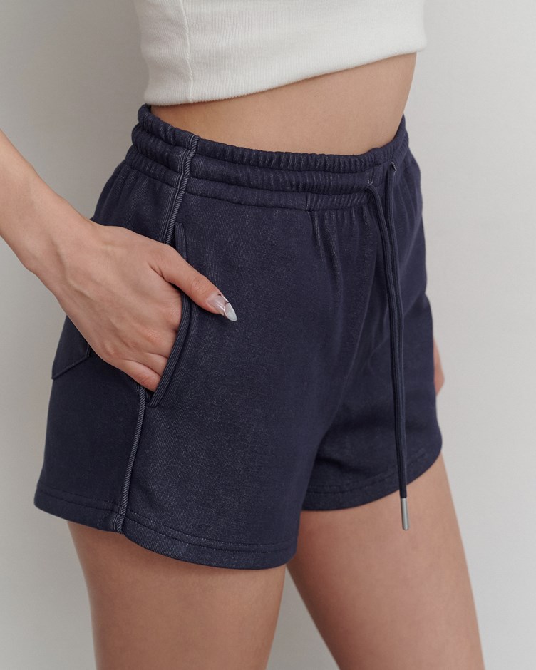 mi柔棉丹寧抽繩短褲