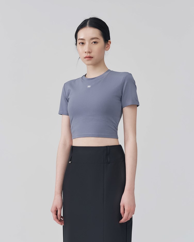 修身剪接短袖 bra top