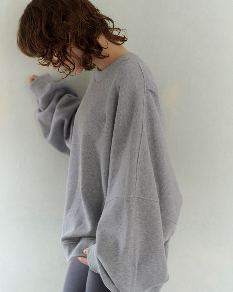 品牌LOGO厚磅羅紋廓型打褶大學TEE(unisex)