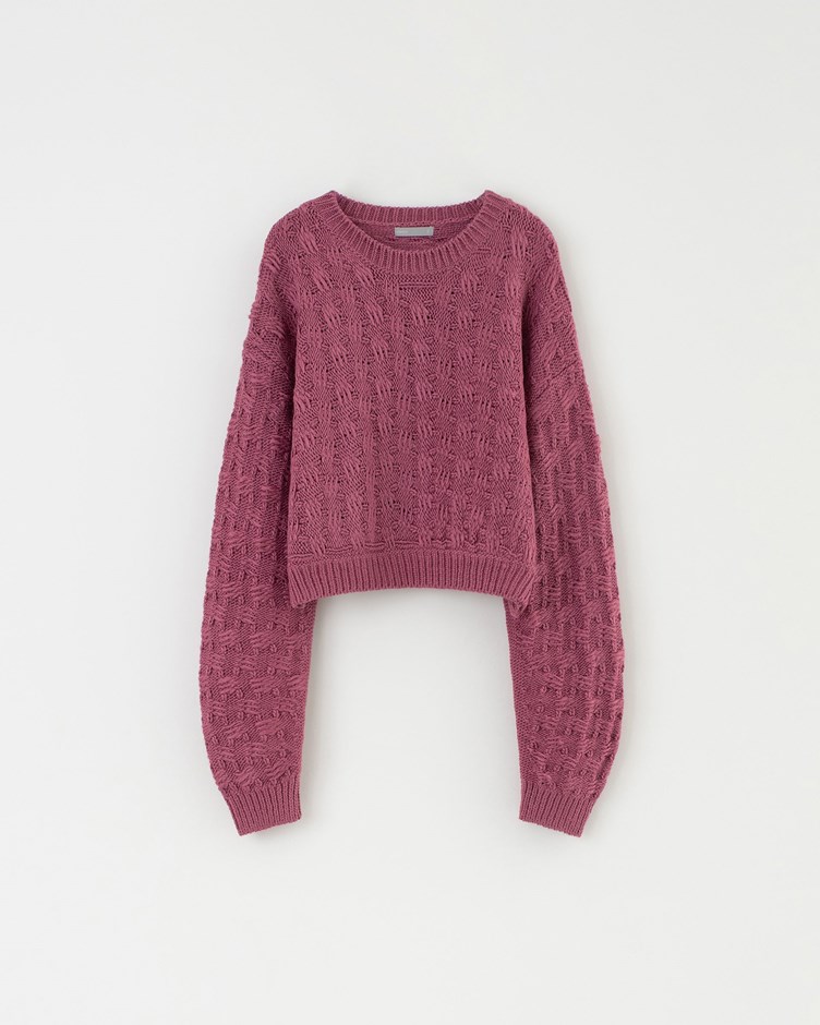 十字織紋毛線短版上衣