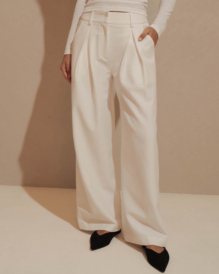 羊毛混紡打摺寬褲(The Elaru label 聯名款-Ruby)