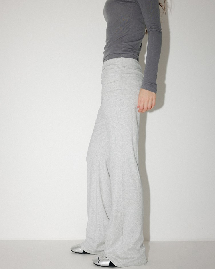 舒彈羅紋寬腰結顯瘦長腿褲