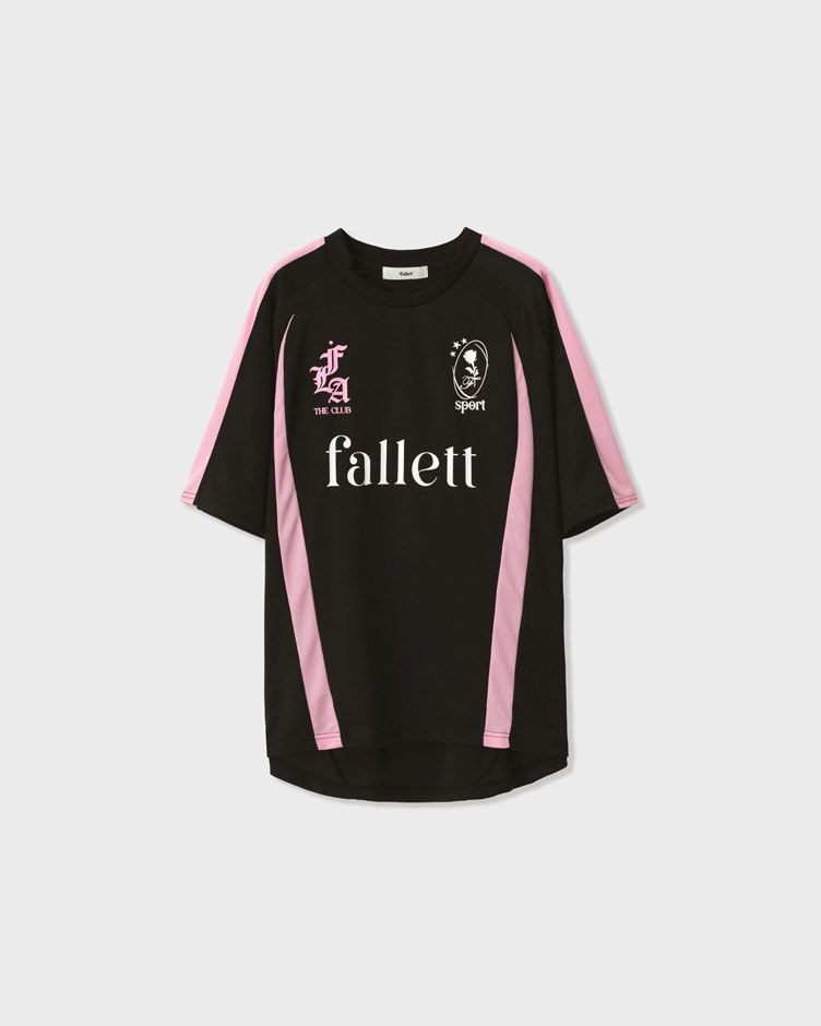Fallett-復古拼色足球短袖上衣