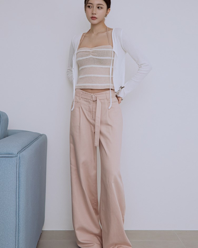 質感腰帶斜紋長褲
