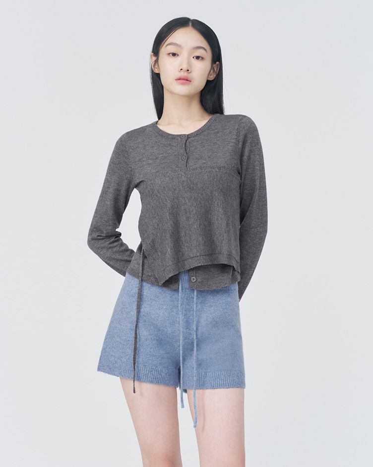 親膚羊毛混紡細針織開襟衫