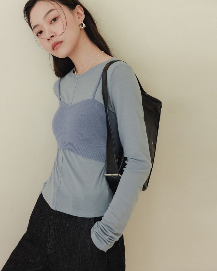 造型感細肩帶短版針織背心