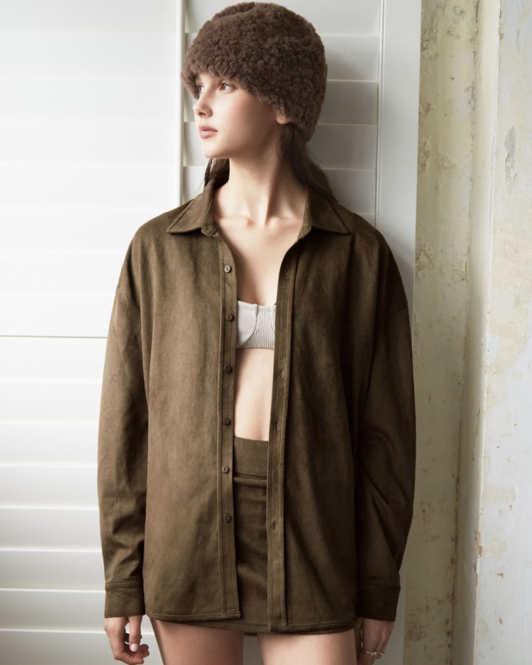 微彈麂皮寬鬆襯衫