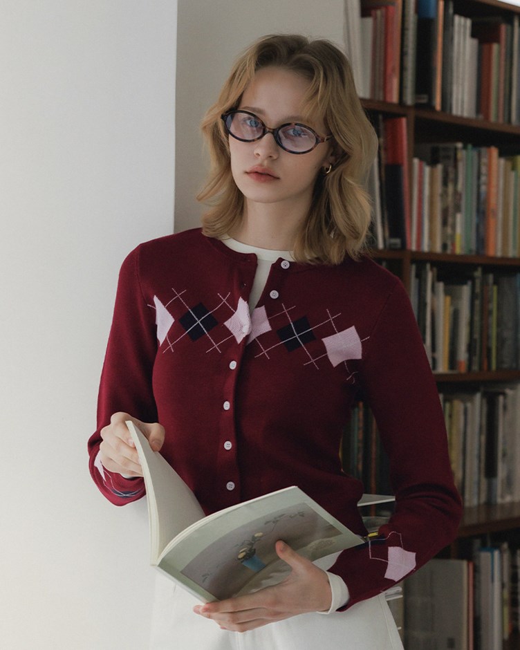 菱格紋排釦針織外套(22)