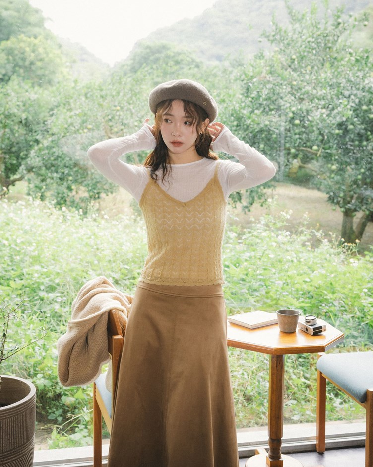 波紋花邊外罩針織背心