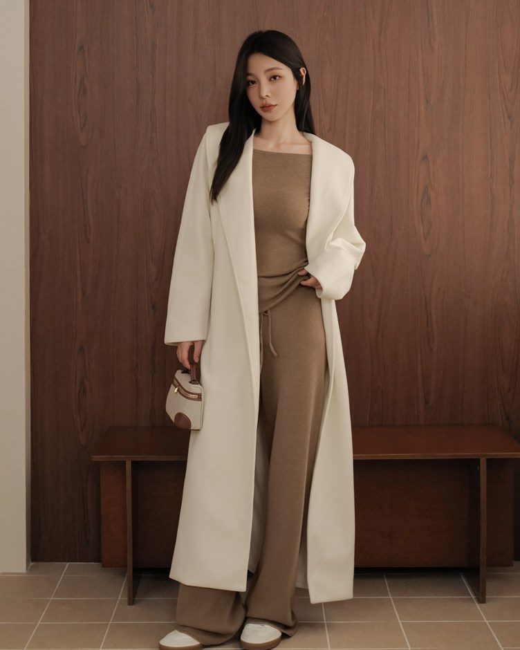 仿羊絨長版大衣