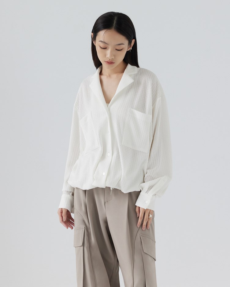 紋理寬版翻領襯衫