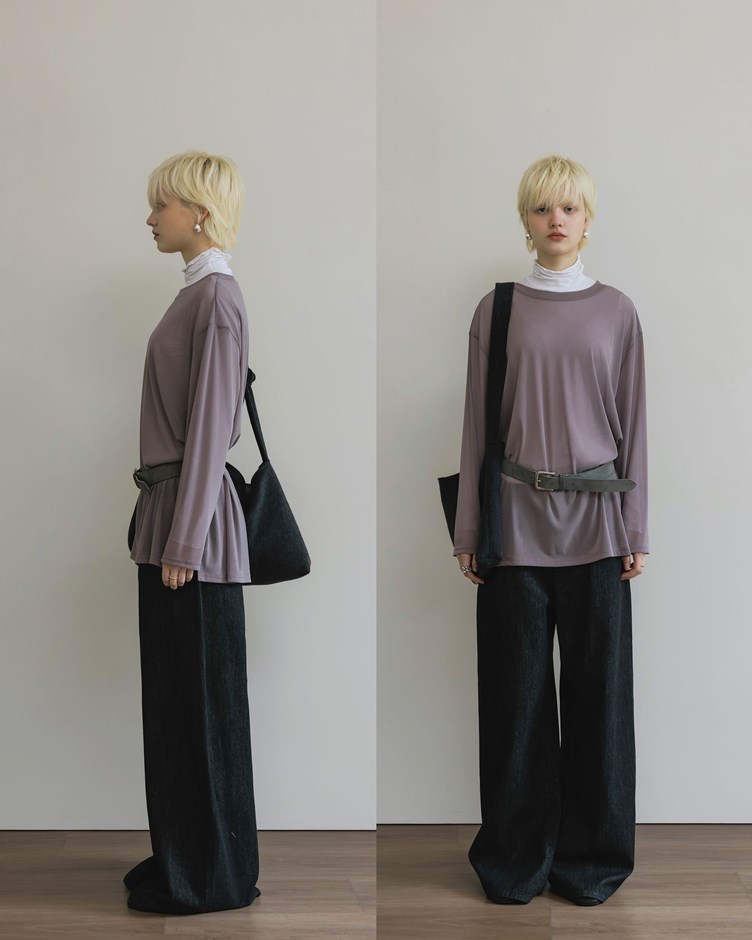 細閃亮亮透肌網紗長袖上衣